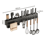 Multi-Functional Wall Mounted Stainless Steel Kitchen Organizer with Hooks(60cm)