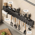 Multi-Functional Wall Mounted Stainless Steel Kitchen Organizer with Hooks(60cm)